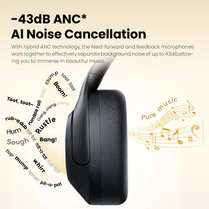S30 Wireless Bluetooth 5.4 Headphones 43Db Adaptive Noise Cancelling Headsets 40Mm Driver 80H Playtime Earphones