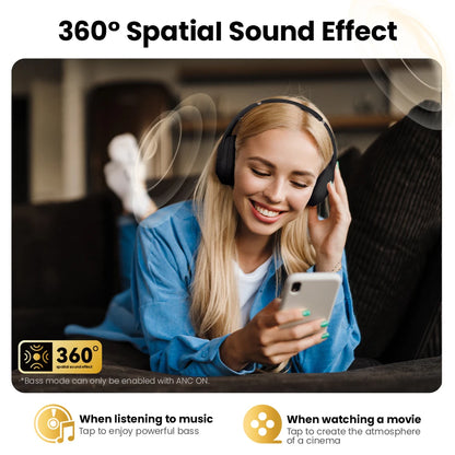 S30 Wireless Bluetooth 5.4 Headphones 43Db Adaptive Noise Cancelling Headsets 40Mm Driver 80H Playtime Earphones