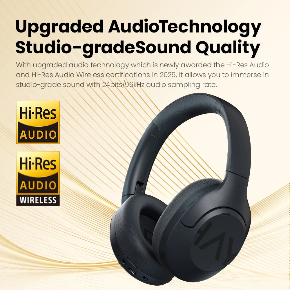 S30 Wireless Bluetooth 5.4 Headphones 43Db Adaptive Noise Cancelling Headsets 40Mm Driver 80H Playtime Earphones